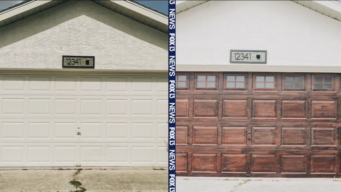 DIY faux-wood garage door makeover